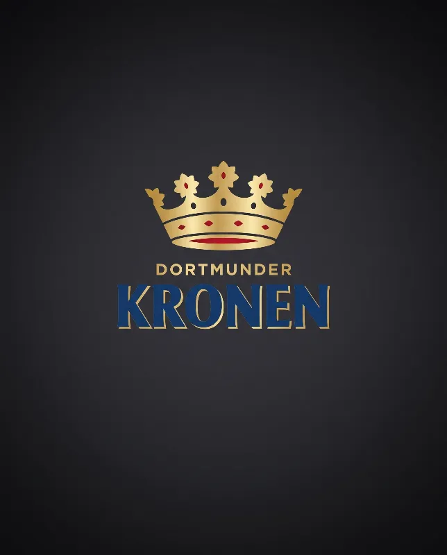 Dortmunder Kronen Logo mit goldener Krone auf dunklem Hintergrund – Kronen Pils vom Fass