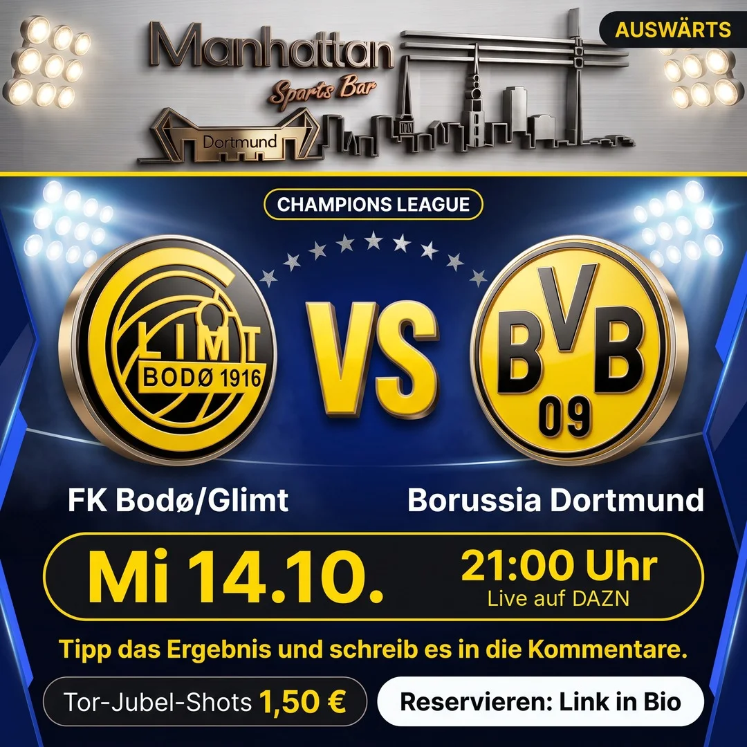 Bodø/Glimt gegen BVB live in der Manhattan SportsBar Dortmund