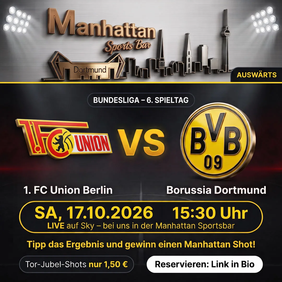 Union Berlin gegen BVB live in der Manhattan Sportsbar